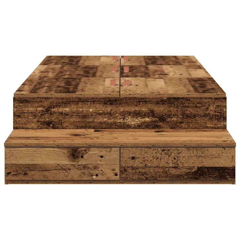 vidaXL Ágykeret tárolóval fiókkal Régi fa 226.5 x 75 x 31.5 cm Faanyag