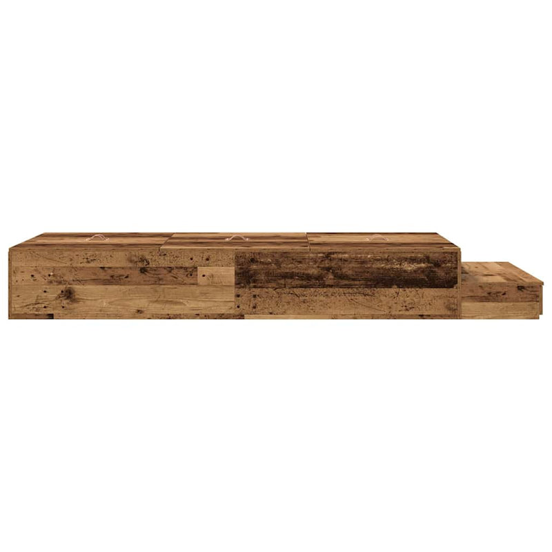 vidaXL Ágykeret tárolóval fiókkal Régi fa 226.5 x 75 x 31.5 cm Faanyag