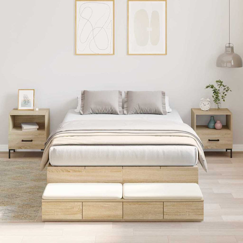 vidaXL Ágykeret tárolóval Sonoma tölgy 226.5 x 120 x 31.5 cm Faanyag