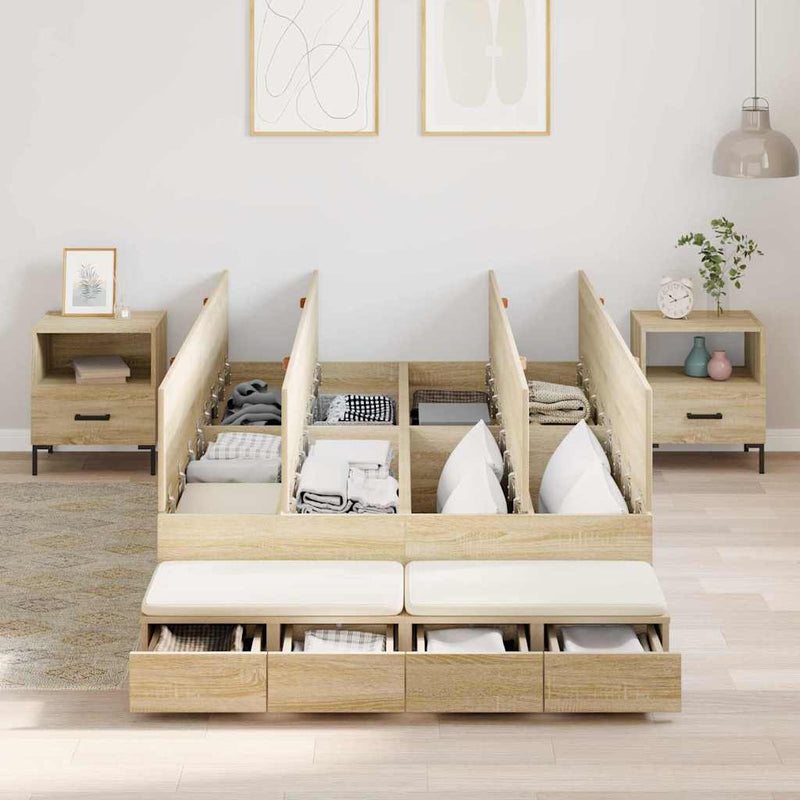 vidaXL Ágykeret tárolóval Sonoma tölgy 226.5 x 120 x 31.5 cm Faanyag
