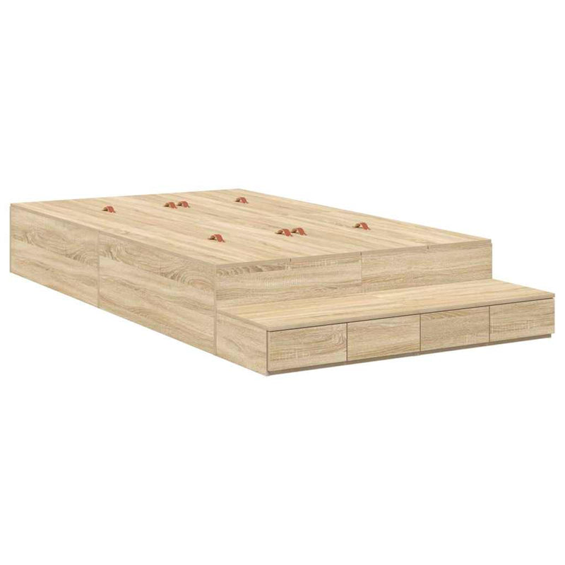 vidaXL Ágykeret tárolóval Sonoma tölgy 226.5 x 120 x 31.5 cm Faanyag