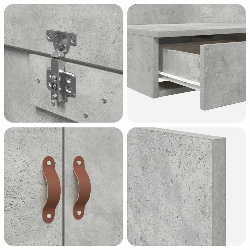 vidaXL Ágykeret tárolóval Beton Szürke 226.5 x 120 x 31.5 cm Faanyag