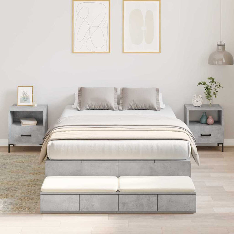 vidaXL Ágykeret tárolóval Beton Szürke 226.5 x 120 x 31.5 cm Faanyag