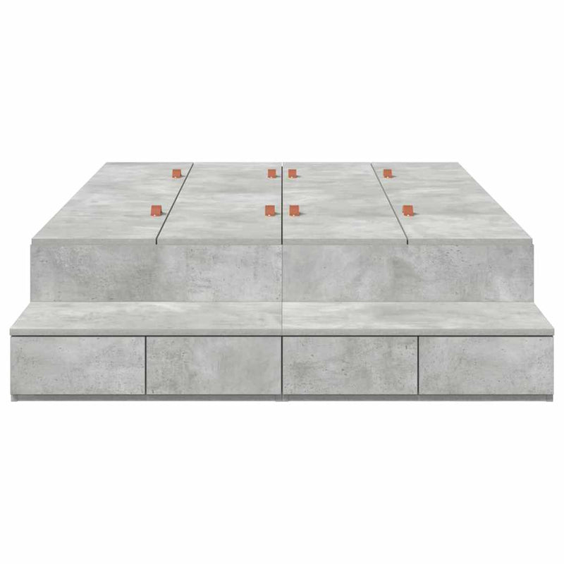 vidaXL Ágykeret tárolóval Beton Szürke 226.5 x 120 x 31.5 cm Faanyag