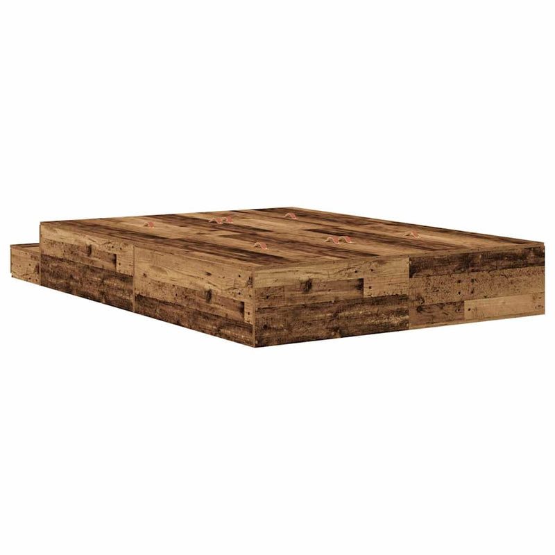vidaXL Ágykeret tárolóval Régi fa 226.5 x 135 x 31.5 cm Faanyag