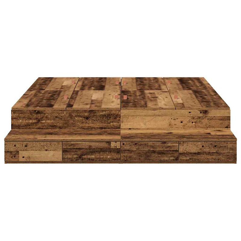 vidaXL Ágykeret tárolóval Régi fa 226.5 x 135 x 31.5 cm Faanyag