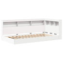 vidaXL Könyvespolcos Ágy fejtámlával Fehér 100 x 200 cm Faanyag