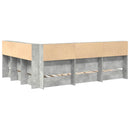 vidaXL Könyvespolcos Ágy fejtámlával Beton szürke 140 x 200 cm Faanyag