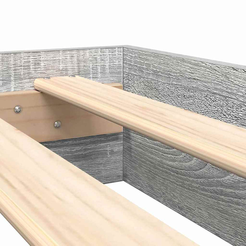 vidaXL Könyvespolcos Ágy tárolóval Szürke sonoma 140 x 200 cm Faanyag