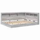 vidaXL Könyvespolcos Ágy tárolóval Szürke sonoma 140 x 200 cm Faanyag