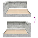 vidaXL Könyvespolcos Ágy fejtámlával Beton szürke 160 x 200 cm Faanyag