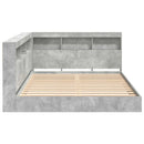 vidaXL Könyvespolcos Ágy fejtámlával Beton szürke 160 x 200 cm Faanyag