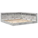 vidaXL Könyvespolcos Ágy fejtámlával Beton szürke 180 x 200 cm Faanyag