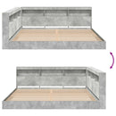 vidaXL Könyvespolcos Ágy fejtámlával Beton szürke 180 x 200 cm Faanyag
