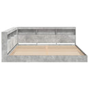 vidaXL Könyvespolcos Ágy fejtámlával Beton szürke 180 x 200 cm Faanyag