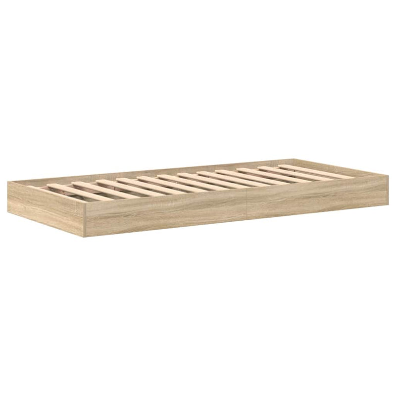 vidaXL Könyvespolcos Ágy fejtámlával Sonoma tölgy 75 x 190 cm Faanyag