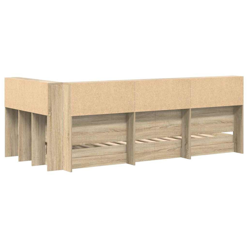 vidaXL Könyvespolcos Ágy fejtámlával Sonoma tölgy 75 x 190 cm Faanyag