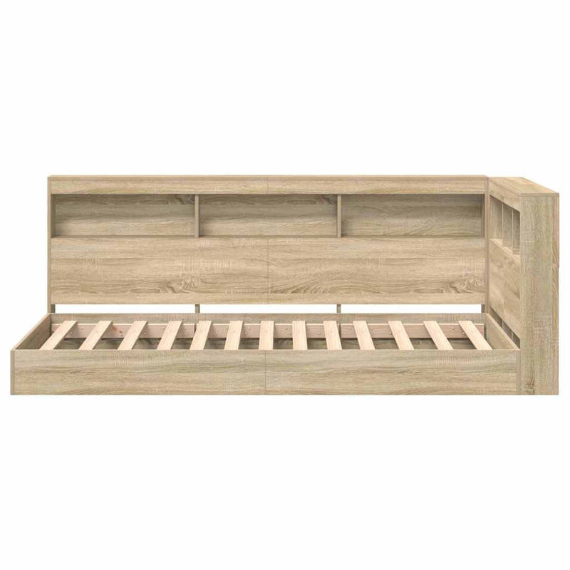 vidaXL Könyvespolcos Ágy fejtámlával Sonoma tölgy 75 x 190 cm Faanyag