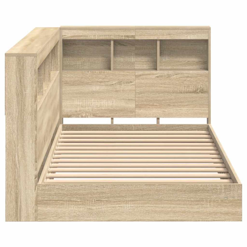 vidaXL Könyvespolcos Ágy fejtámlával Sonoma tölgy 75 x 190 cm Faanyag