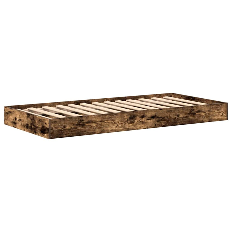 vidaXL Könyvespolcos Ágy fejtámlával Füstölt tölgy 75 x 190 cm Faanyag