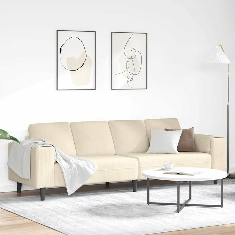 Szövet kanapé párnával Krém 208 cm Bársony anyag