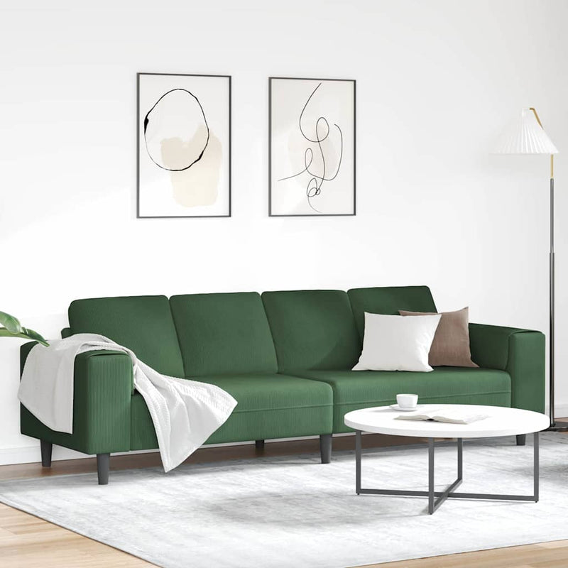 vidaXL Szövet kanapé párnával Sötétzöld 208 cm Bársony anyag