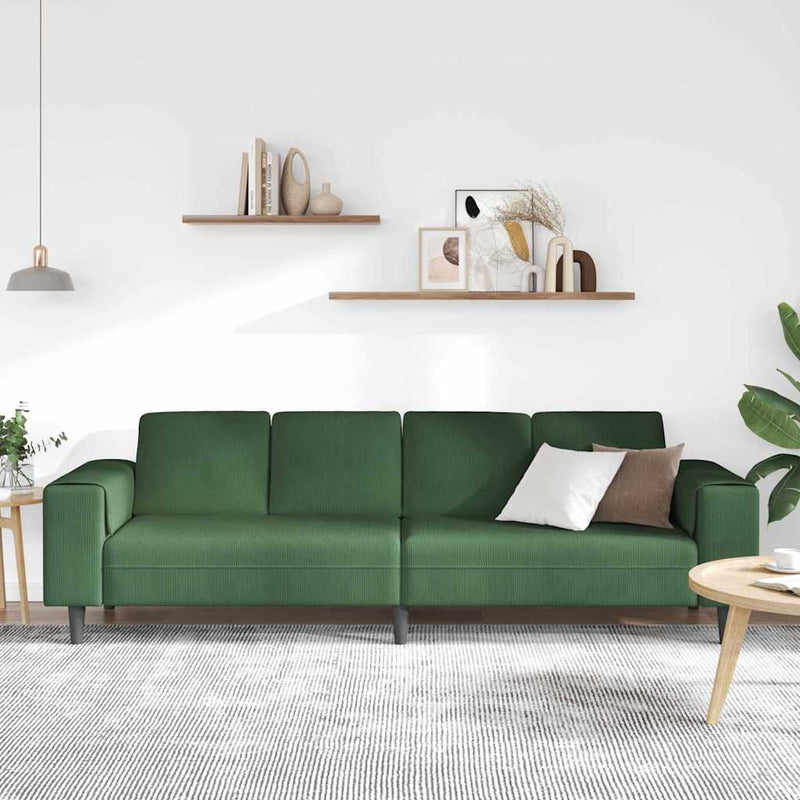 vidaXL Szövet kanapé párnával Sötétzöld 208 cm Bársony anyag
