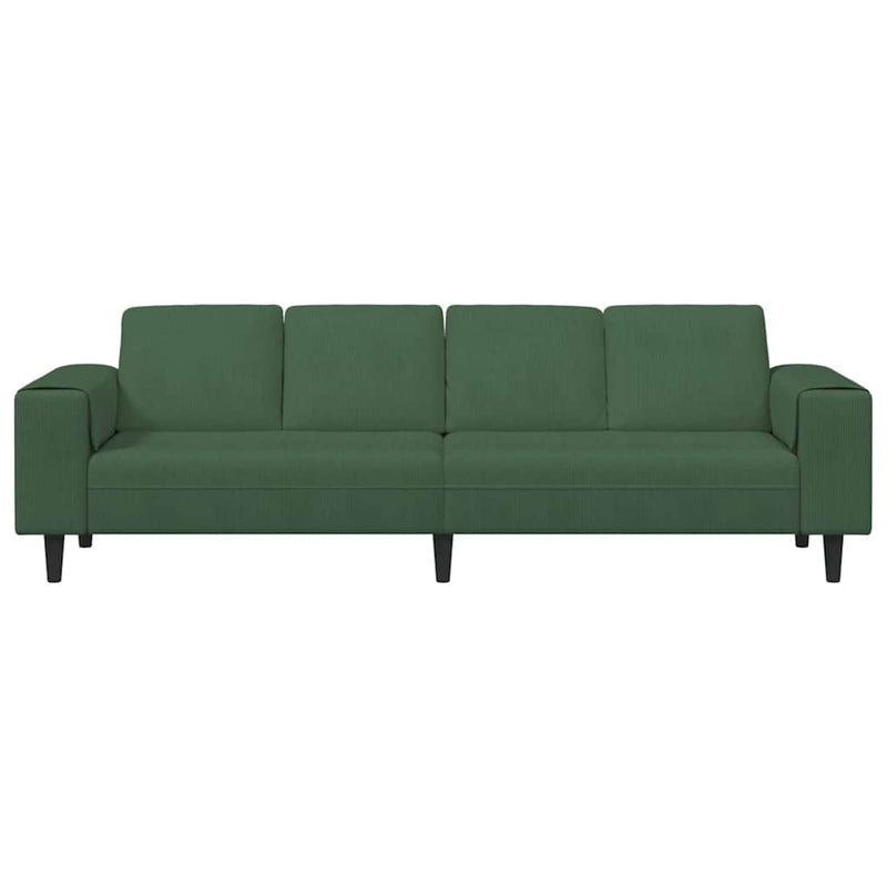vidaXL Szövet kanapé párnával Sötétzöld 208 cm Bársony anyag