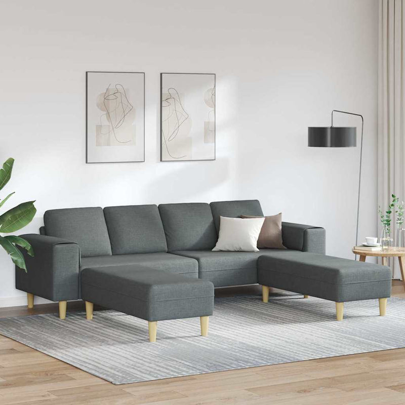 Kanapé Szett 3 pcs Sötétszürke szövet