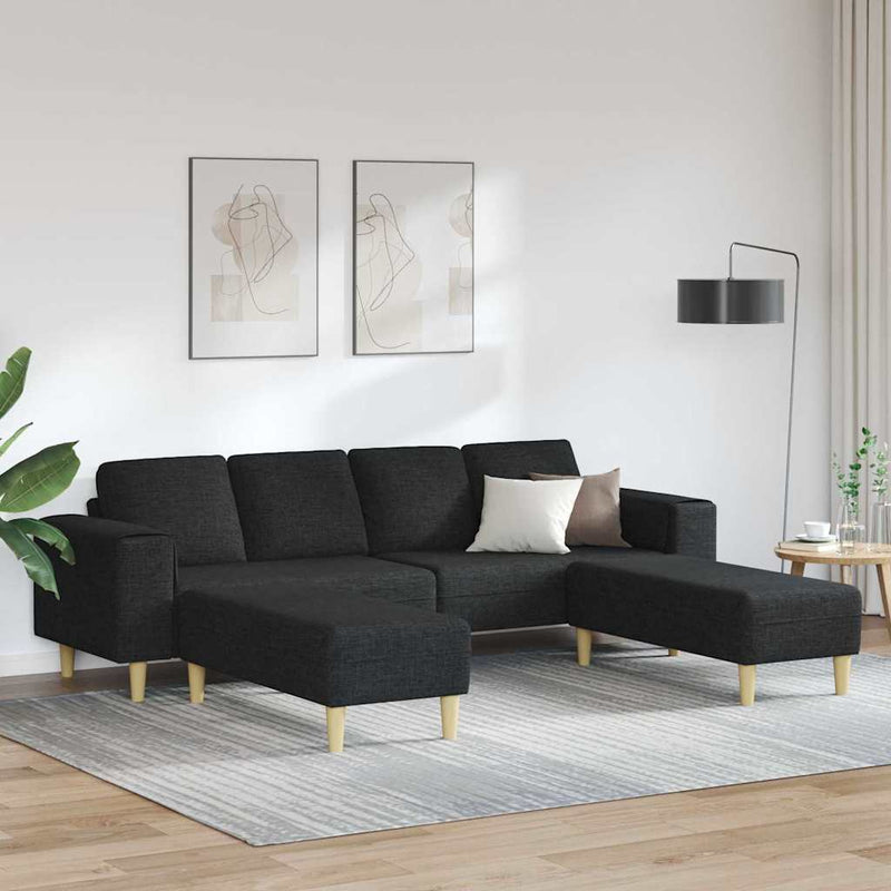 Kanapé Szett 3 pcs Fekete szövet