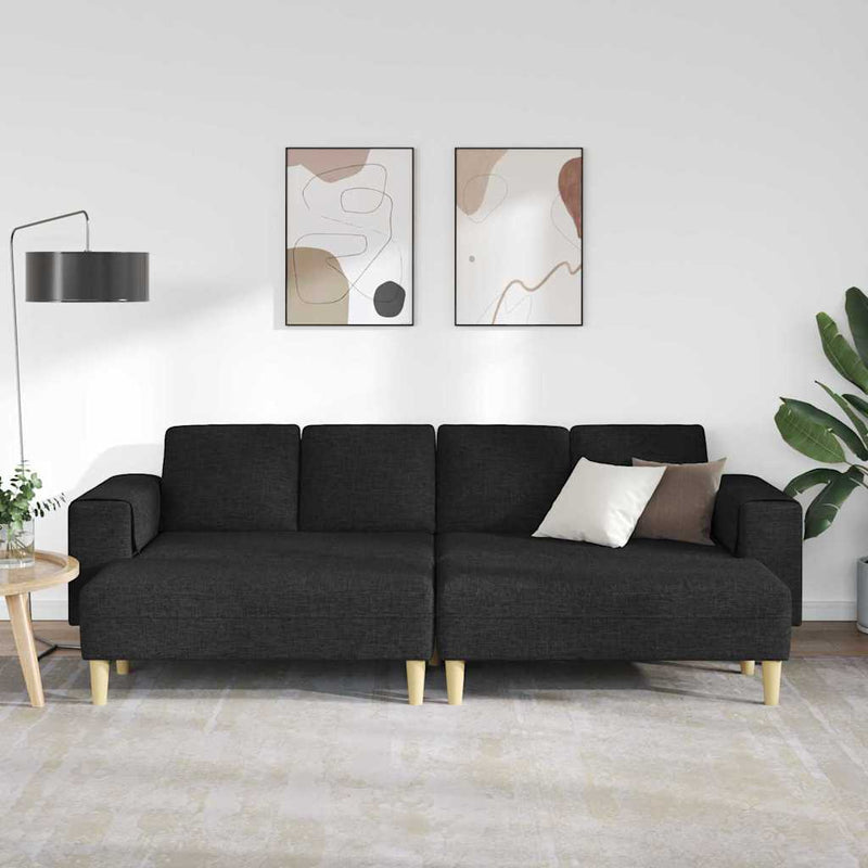 Kanapé Szett 3 pcs Fekete szövet