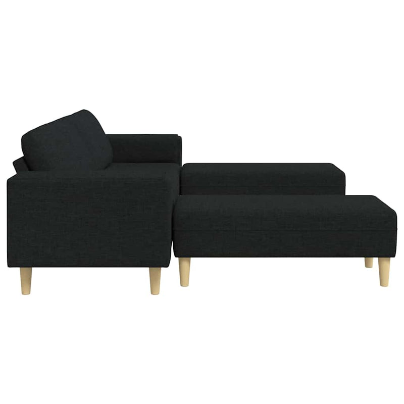 Kanapé Szett 3 pcs Fekete szövet