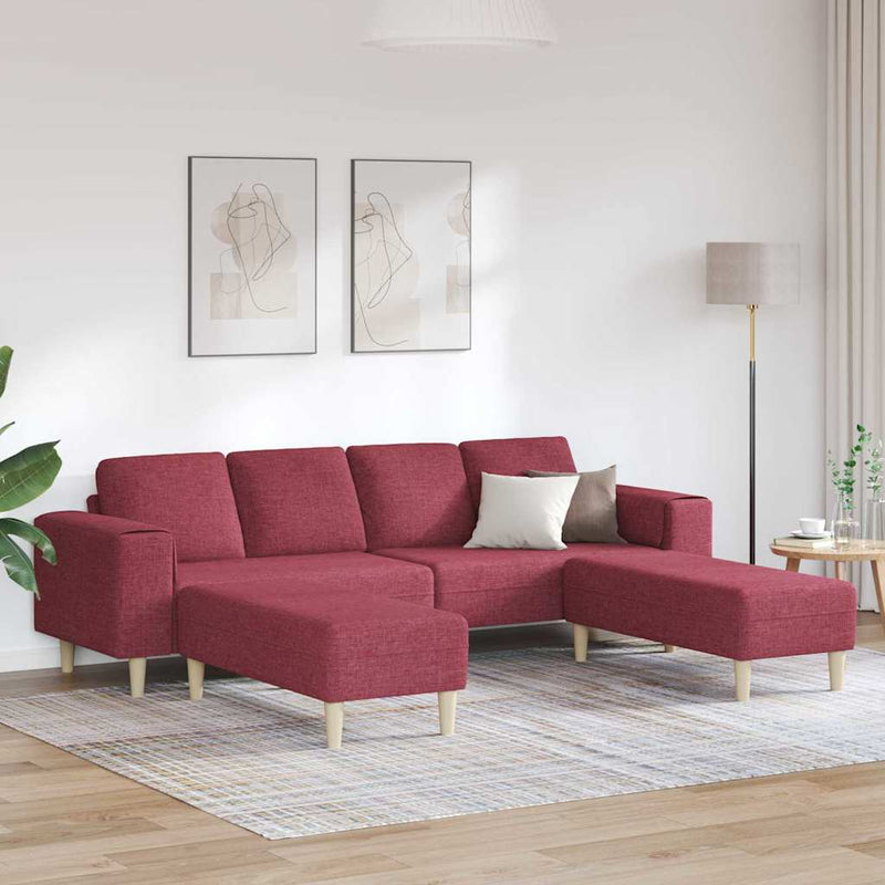 Kanapé Szett 3 pcs bordó szövet