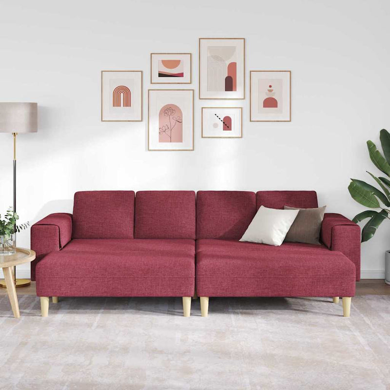 Kanapé Szett 3 pcs bordó szövet