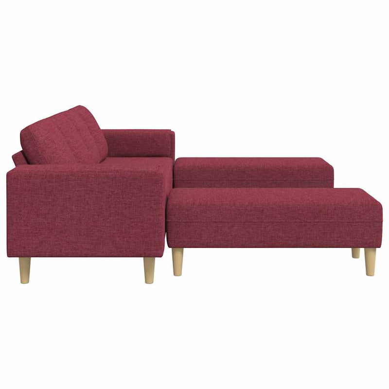 Kanapé Szett 3 pcs bordó szövet