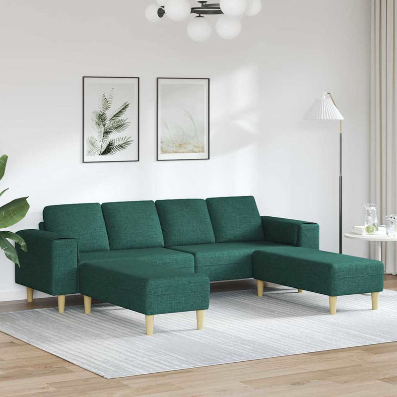 Kanapé Szett 3 pcs Sötétzöld szövet