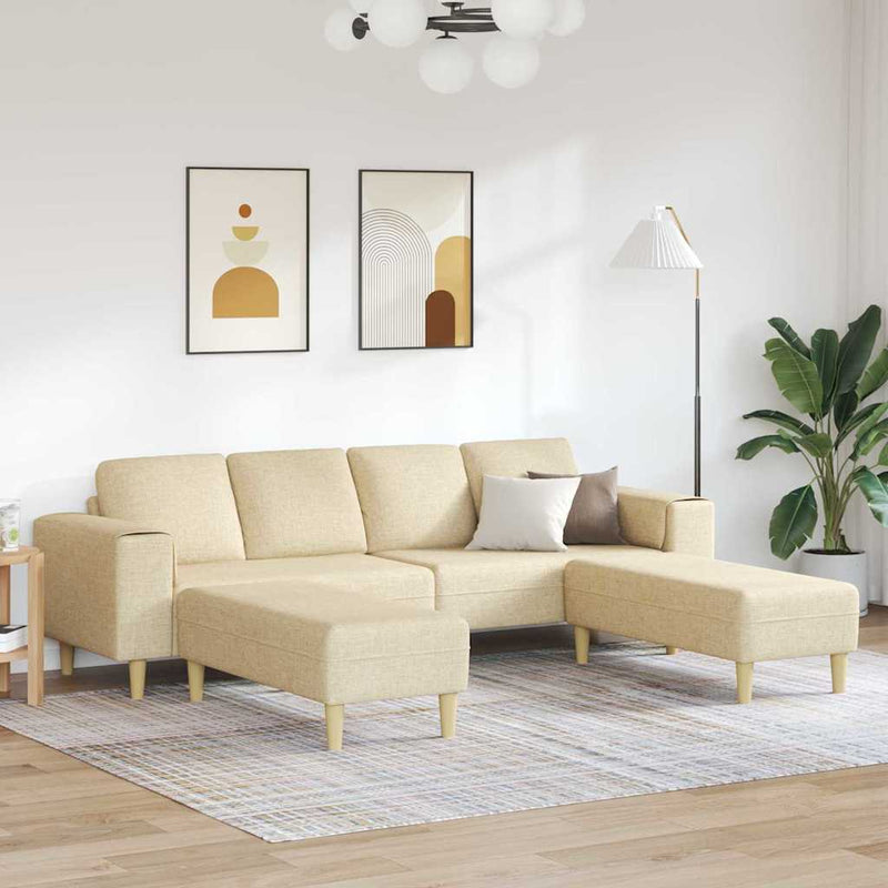 Kanapé Szett 3 pcs Krém szövet