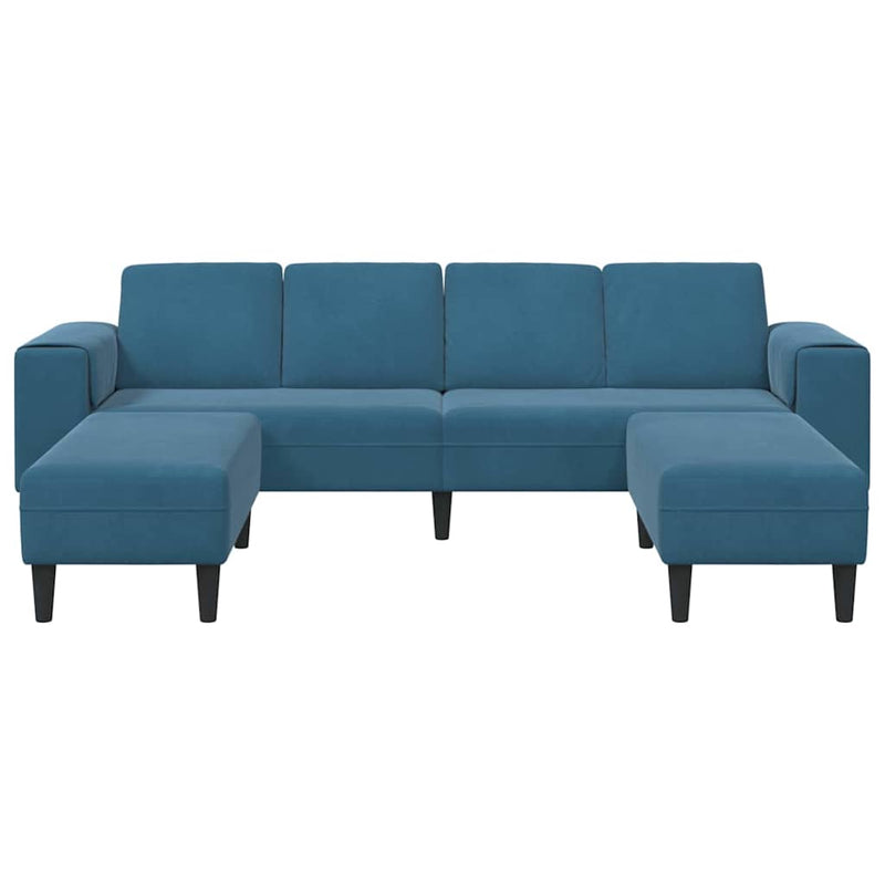 Kanapé Szett 3 pcs Kék Bársony