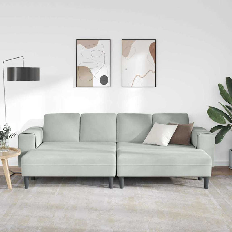 Kanapé Szett 3 pcs Világosszürke Bársony
