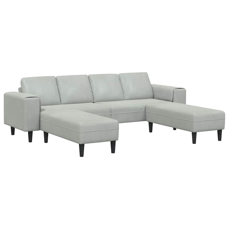 Kanapé Szett 3 pcs Világosszürke Bársony