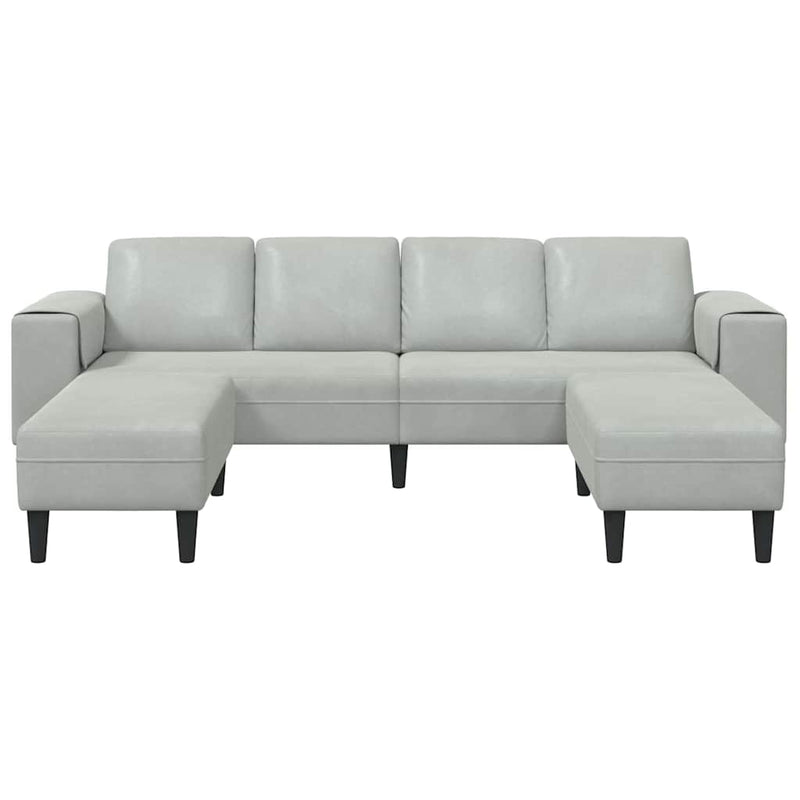 Kanapé Szett 3 pcs Világosszürke Bársony