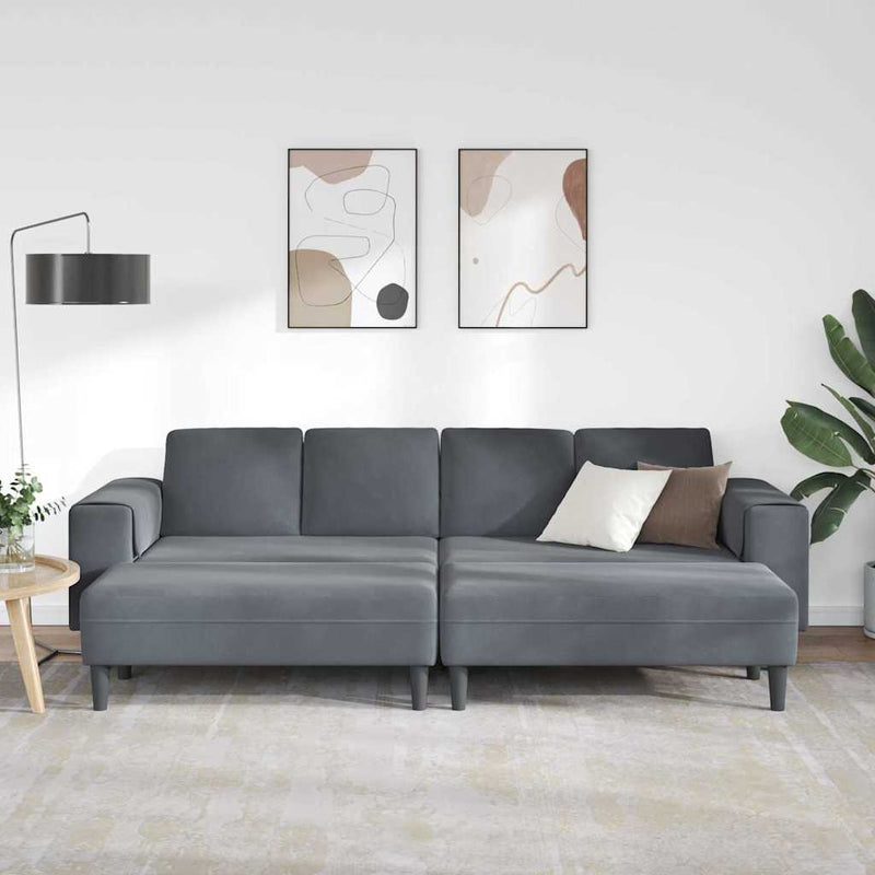 Kanapé Szett 3 pcs Sötétszürke Bársony