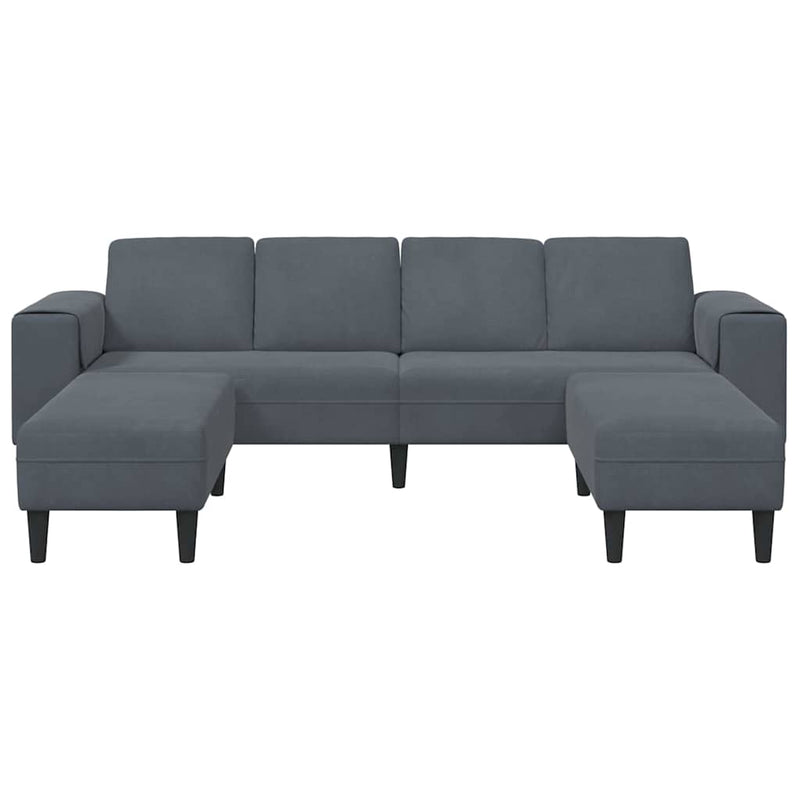Kanapé Szett 3 pcs Sötétszürke Bársony