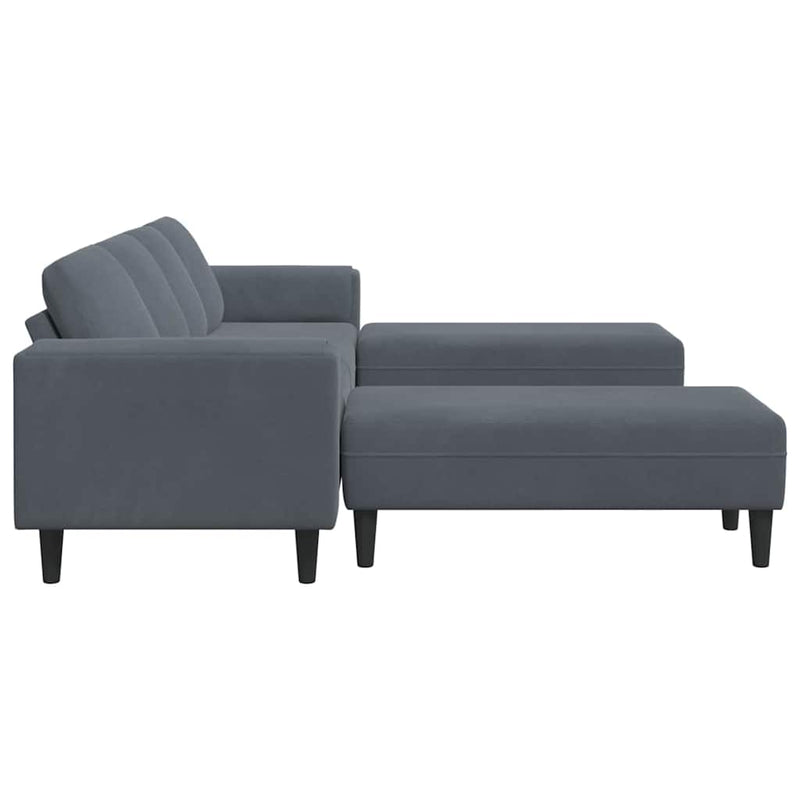 Kanapé Szett 3 pcs Sötétszürke Bársony