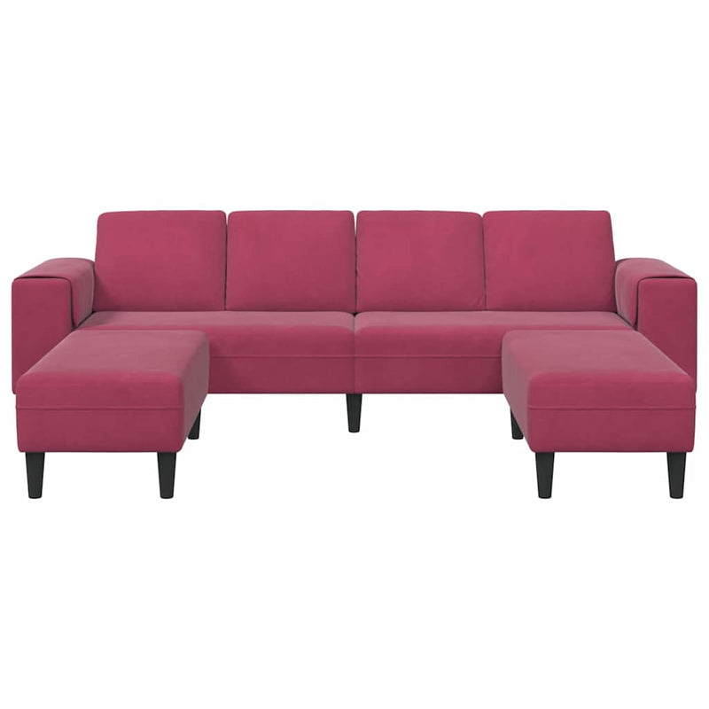 Kanapé Szett 3 pcs bordó Bársony