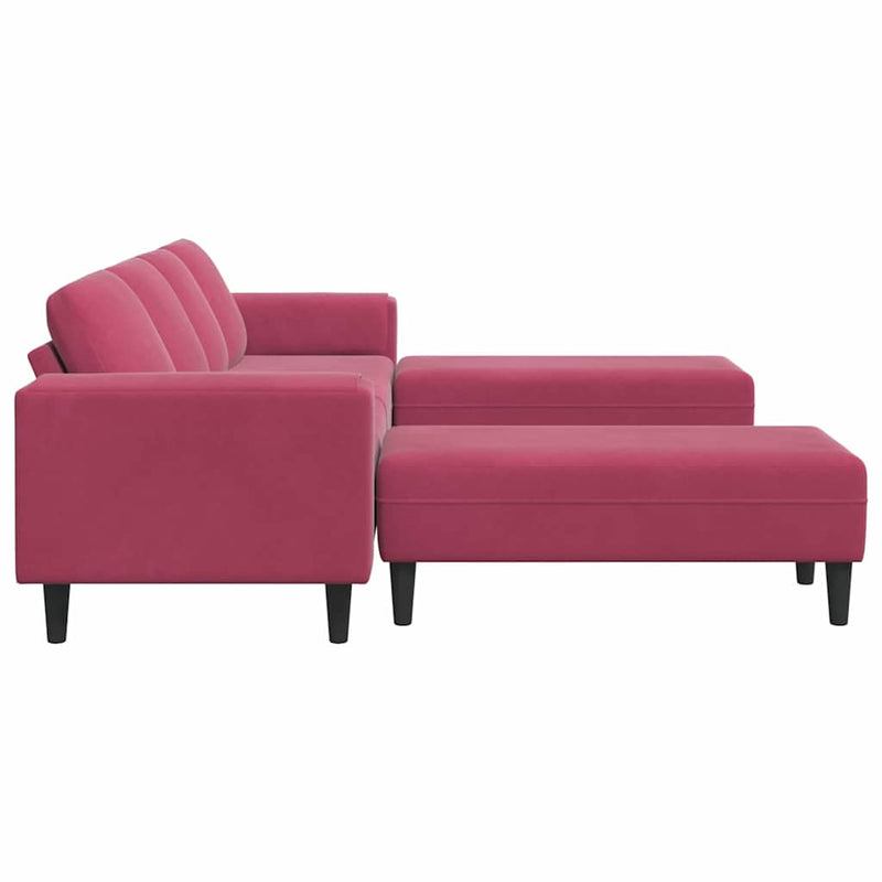 Kanapé Szett 3 pcs bordó Bársony