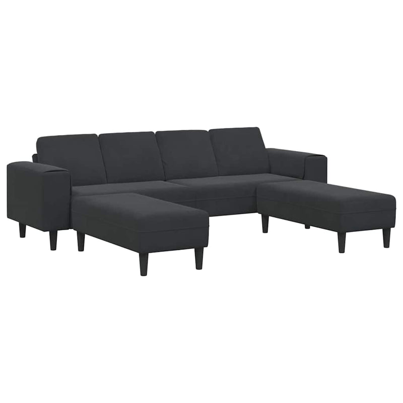Kanapé Szett 3 pcs Fekete Bársony
