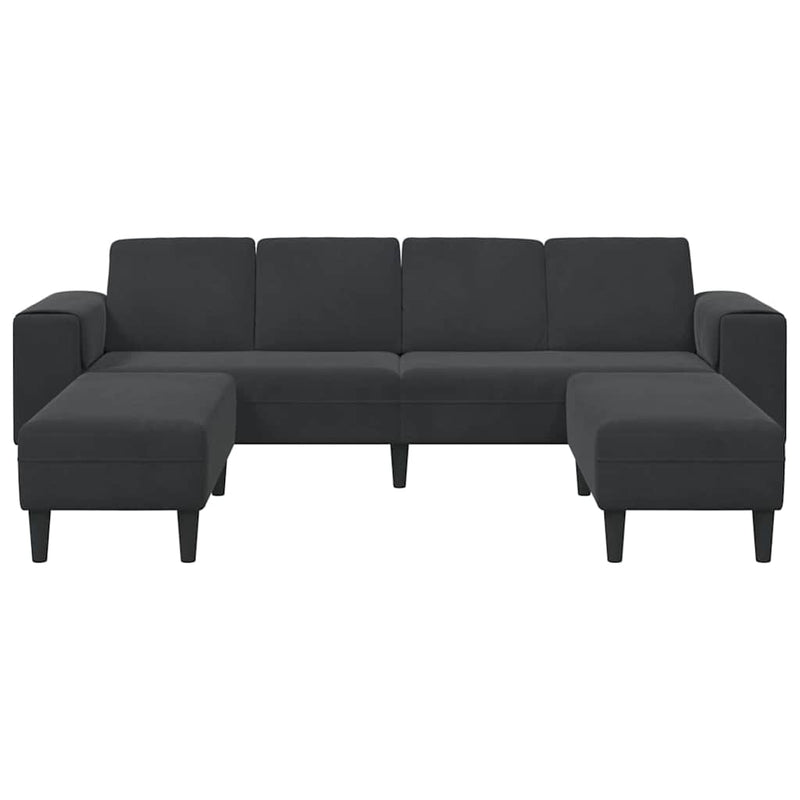 Kanapé Szett 3 pcs Fekete Bársony