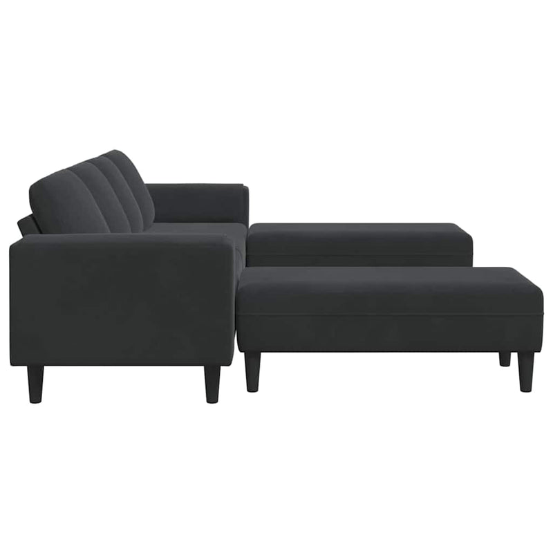 Kanapé Szett 3 pcs Fekete Bársony