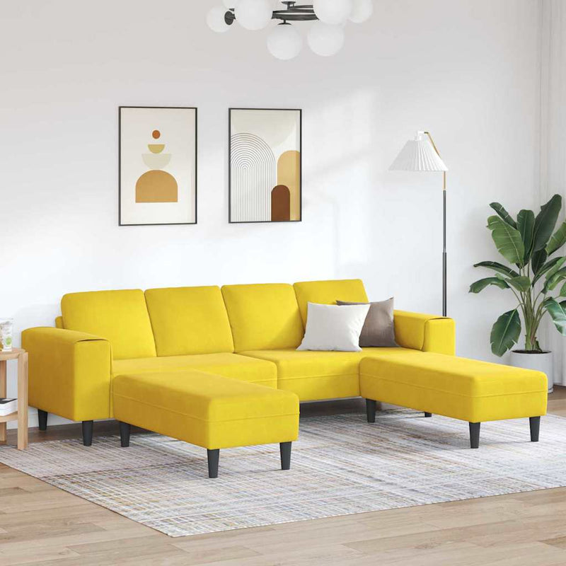 Kanapé Szett 3 pcs Sárga Bársony